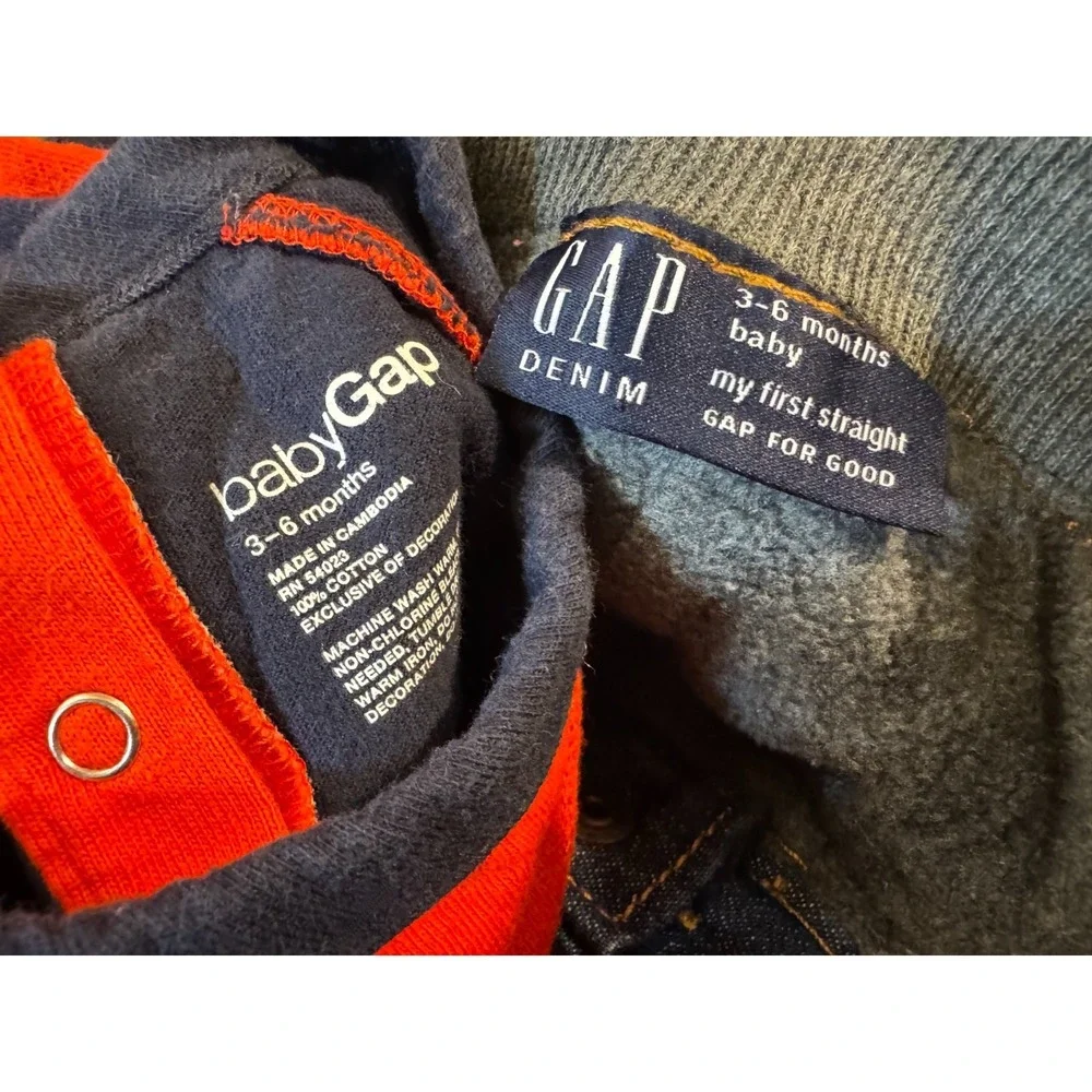 Gap Baby Boy 3/6 Months Clothes Lot Lined Jeans Pants Sweatshirt‎ Shirt Logo